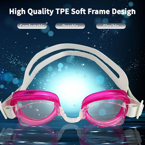 Water Gear No-Leak Anti-Fog Swim Goggles - Adjustable Durable Split Headband and Nose Strap - with UV Protection in Saudi Arabia