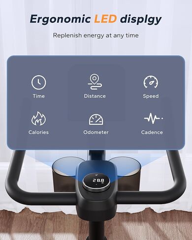 دراجة تمرين ميراتش، وسادة فرامل/دراجة ثابتة مغناطيسية مع تطبيق حصري، دراجة ركوب الدراجات في الأماكن المغلقة منخفضة الضوضاء بسعة وزن 270 رطل، رف الدمبل ودورات اللياقة البدنية لفقدان الوزن in Kuwait