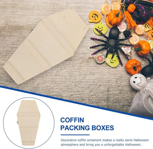 1pc Box Halloween Coffin Box Halloween Wooden Coffin Box Halloween Decor Wood Crafts Wood Serving Tray Haunted House Props Halloween Ornament Make up Box Snack Decorations in Saudi Arabia