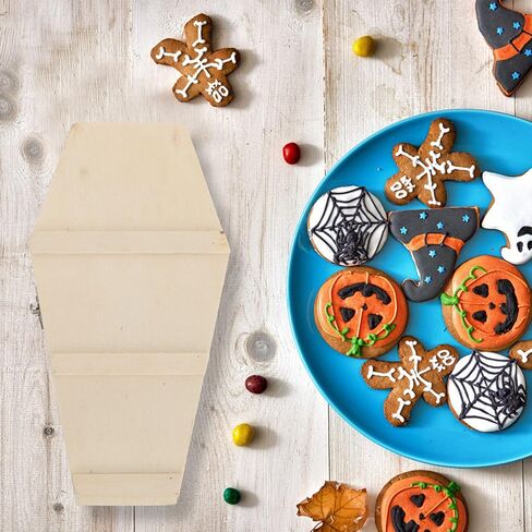 1pc Box Halloween Coffin Box Halloween Wooden Coffin Box Halloween Decor Wood Crafts Wood Serving Tray Haunted House Props Halloween Ornament Make up Box Snack Decorations in Saudi Arabia
