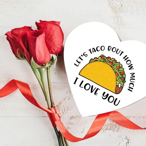 Andaz Press Heart Shaped Gift Box With Lid Reusable Heart Shaped Box For Tacos, Lets Taco Bout Taco Heart Box Birthday Gift Box, Food Safe Gift Boxes, 8"X6", 1-Pack in Saudi Arabia