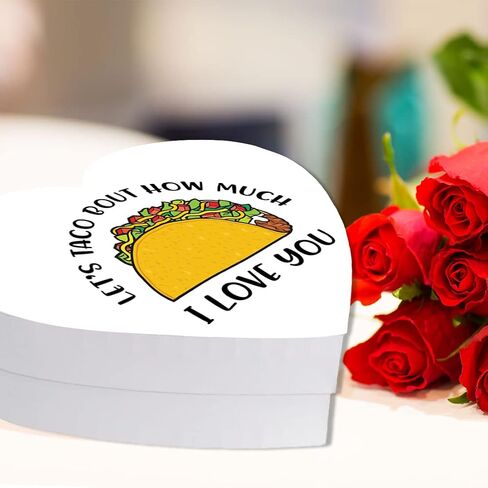 Andaz Press Heart Shaped Gift Box With Lid Reusable Heart Shaped Box For Tacos, Lets Taco Bout Taco Heart Box Birthday Gift Box, Food Safe Gift Boxes, 8"X6", 1-Pack in Saudi Arabia