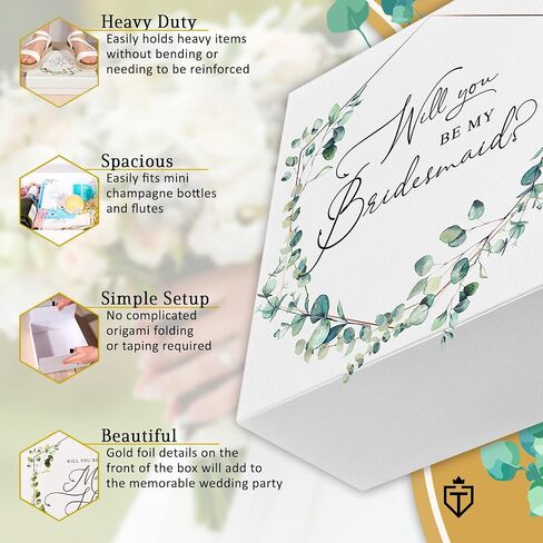Tavenly Will You Be My Bridesmaid Proposal Box - هدايا اقتراح العروسة - صناديق بأغطية للهدايا - أفكار هدايا للنساء ودعوات قبيلة العروس - يوم زفاف شخصي فارغ - صندوق واحد in Saudi Arabia