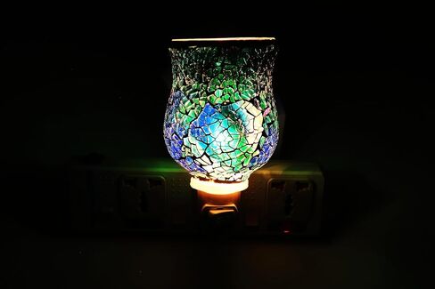 RELAXUS Aroma Sparkle Mosaic Glass Night Light Diffuser for Essential Oils and Wax Melts - Available in Pink and Blue in Saudi Arabia