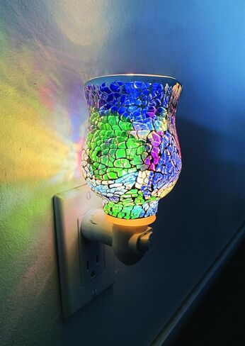 RELAXUS Aroma Sparkle Mosaic Glass Night Light Diffuser for Essential Oils and Wax Melts - Available in Pink and Blue in Saudi Arabia