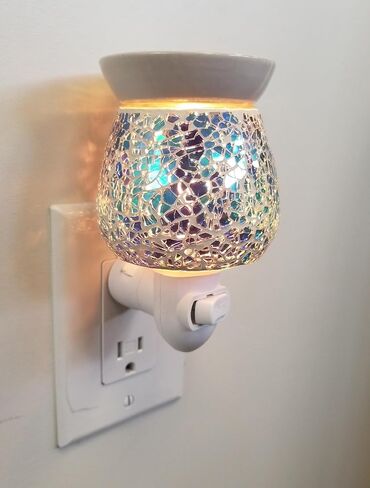 RELAXUS Aroma Sparkle Mosaic Glass Night Light Diffuser for Essential Oils and Wax Melts - Available in Pink and Blue in Saudi Arabia