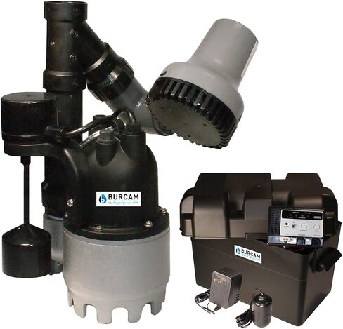 B BURCAM QUALITY PUMPS SINCE 1978 300828BUPZ 1/3HP Cast Iron Sump Pump With 12 Volts Battery Backup System in Saudi Arabia