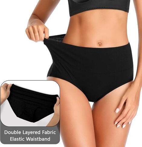 OLIKEME High Waisted Underwear for Women Cotton Slight Tummy Control Panties Postpartum Soft Full Coverage Briefs 5 Pack in Saudi Arabia