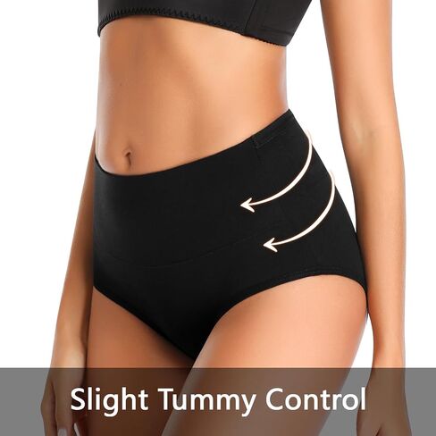 OLIKEME High Waisted Underwear for Women Cotton Slight Tummy Control Panties Postpartum Soft Full Coverage Briefs 5 Pack in Saudi Arabia