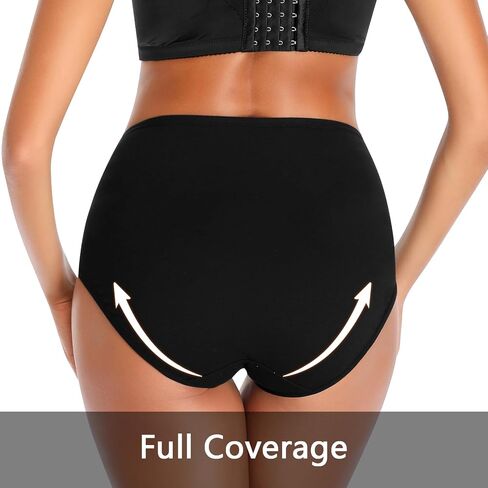 OLIKEME High Waisted Underwear for Women Cotton Slight Tummy Control Panties Postpartum Soft Full Coverage Briefs 5 Pack in Saudi Arabia