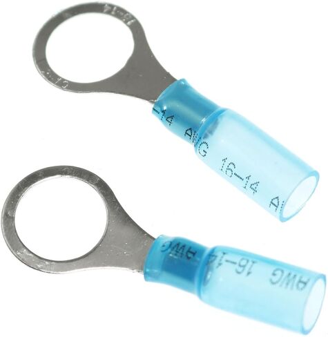 100PCS M6 Round #1/4 Blue Marine Grade Heat Shrink Ring Connectors AWG16-14 Gauge Tinned Red Copper Ring Terminals Connectors in Saudi Arabia