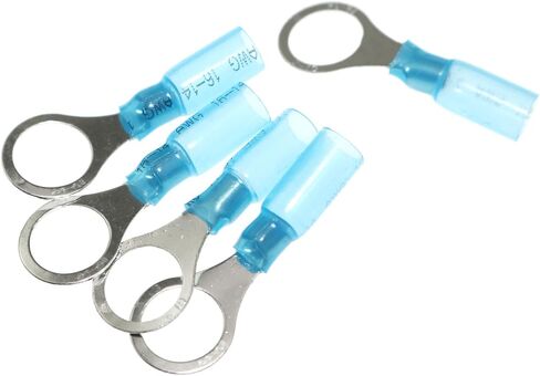 100PCS M6 Round #1/4 Blue Marine Grade Heat Shrink Ring Connectors AWG16-14 Gauge Tinned Red Copper Ring Terminals Connectors in Saudi Arabia