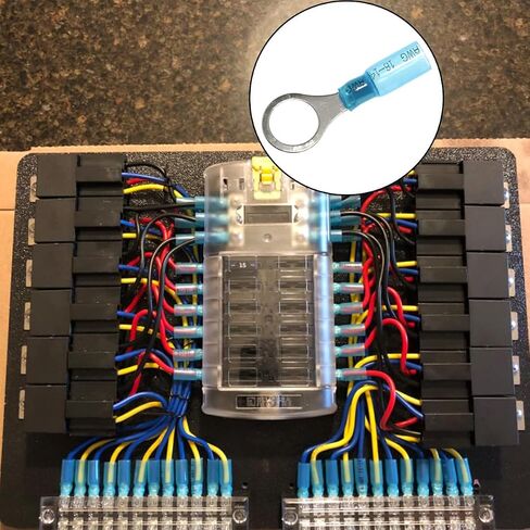 100PCS M6 Round #1/4 Blue Marine Grade Heat Shrink Ring Connectors AWG16-14 Gauge Tinned Red Copper Ring Terminals Connectors in Saudi Arabia
