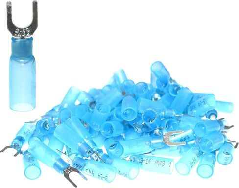 100PCS M6 Round #1/4 Blue Marine Grade Heat Shrink Ring Connectors AWG16-14 Gauge Tinned Red Copper Ring Terminals Connectors in Saudi Arabia