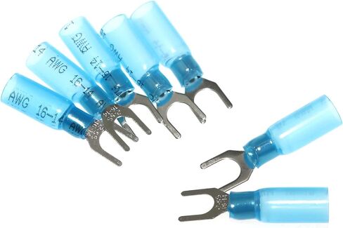 100PCS M6 Round #1/4 Blue Marine Grade Heat Shrink Ring Connectors AWG16-14 Gauge Tinned Red Copper Ring Terminals Connectors in Saudi Arabia