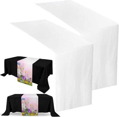 1 Pcs Sublimation Table Runner Heat Transfer 36 x 72 Inch Table Cover Waterproof White Table Runner Machine Washable Twill Blanks Table Banner for Birthday Wedding Party Banquet Restaurant in Saudi Arabia