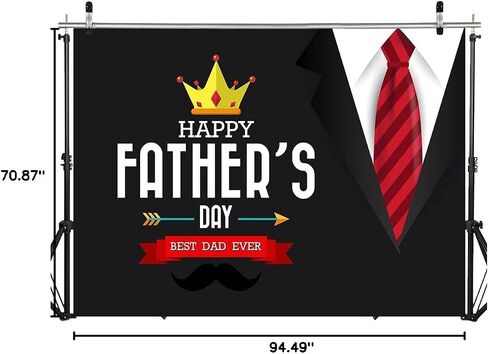 SJOLOON Happy Father’s Day Backdrop Red Tie Black Theme Photo Backdrop Love Dad Background for Father Day Party Decoration Portrait Studio Props 12087 (7x5FT) in Saudi Arabia