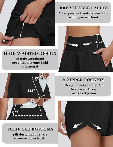BMJL Women's Running Shorts High Waisted Athletic Shorts Pocket Sporty Short Gym Elastic Workout Shorts (L,Black) in Saudi Arabia