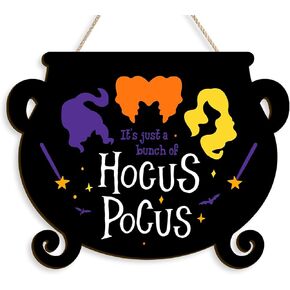 Halloween Welcome Sign for Front Door | Pumpkin Wooden Porch Sign For Halloween (Hocus Pocus)