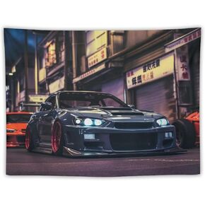 ANMOGID Jdm Car Japanese Tapestry Racing Drift Cool Red Smoke Wall Hanging Aesthetic Decoration For Bedroom Living Room Wall Art Tapestries 40"x60"