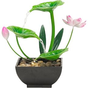 Tabletop Fountain Water Fountain Indoor Waterfall Fountain 3-Tier Lotus Desk Fountain Relaxation Home Decor Including Lots of Rocks and Soothing Sound Machine