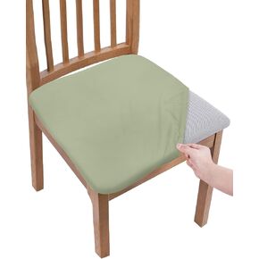 Sage Green Seat Covers for Dining Chairs, Stretch Kitchen Chair Slipcovers, Farmhouse Sage Green Decor Dining Room Chair Covers Removable Office Chair Cover Protector Set of 4