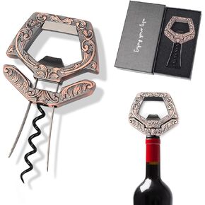 3 in 1 Ah So Two Prong Wine Opener & Cork Remover,It Can Remove The Older and Fragile Wine Corks so Easy for Connoisseurs to Uncork(Copper)