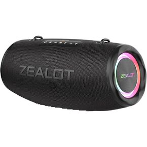 ZEALOT Bluetooth Speaker, 80W Portable Speaker Loud with Deep Bass,IPX6 Waterproof Speaker with LED Light, PowerBank,Bluetooth 5.2, Outdoor Speaker,Large Bluetooth Speaker for Camping,Travel