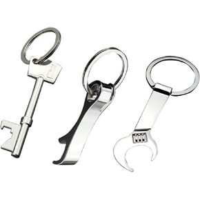3 Pcs Beer Bottle Openers, Small Alloy Bottle Opener With Key Chain are Conveniently to Carry and Wldely Used for Party, Daily Life, Travel and Good Gifts for Festivals (Wrench Key F)