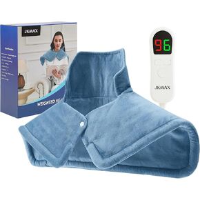 Heating Pad for Neck and Shoulders and Back - Weighted Heating Pad for Neck and Shoulders - Neck Heating Pad Gifts for Women Men Mom Dad - 10 Heat Settings and 6 Timers Auto Off (Grey)