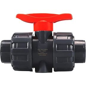 TOMEEX 3/4" Inch（DN20) PVC True Union Ball Valve with Full Port, NPT F1970, EPDM O-Rings and Reversible PTFE Seats, Rated at 150 PSIat 5℃/max55℃ , Gray and Red