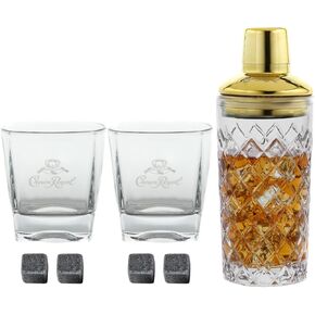 مجموعة كراون رويال شيكر مع كأسين و4 أحجار ويسكي | مجموعة ويسكي ديكانتر للرجال والنساء in Kuwait