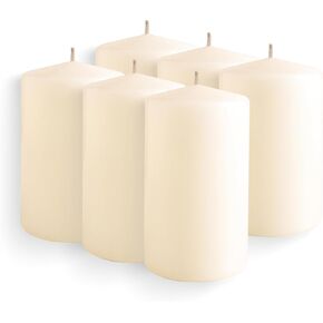 Simply Soson 2.5x4 inch Ivory Pillar Candles, Ivory Candles, Set of 6 Ivory Pillar Candles Bulk 2.5x4, Emergency Candles, Tall Candles, Wax Candle, Unscented Candles, Candle Pack Cone Tip Ivory Pillar