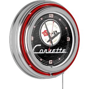 Corvette C1 Neon Clock - 14 inch Diameter - Black