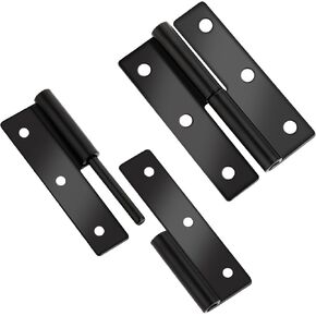 2 Pack Rounded Matte Black Door Hinges, 2.5Inch Stainless Steel Detachable Small Lift Off Hinges Antirust No Squeaks Door Hardware for Heavy-Duty Front & Back Door/Bedroom Door/Bathroom Door