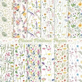 24 Sheets Floral Pattern Paper, 12" x 12" Floral Patterned Cardstock Paper Scrapbooking Supplies Paper Decorative Craft Paper for DIY Card Making Photo Album Junk Journal Decor