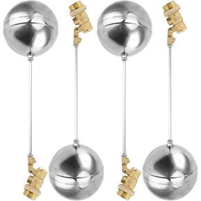 JAPCHET 4 Pcs Stainless Steel Float Ball Valve, 3/4 Inch DN20 Adjustable Water Tank Floating Ball Valve Switch, Automatic Brass Toilet Valve Float Valves for Stock Tank Pool Water Level Control