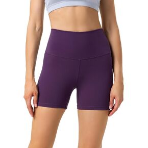 YUNOGA Women's High Waisted Yoga Short 4" Inseam Workout Athletic Biker Shorts (XS, Shadow Purple)