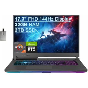 كمبيوتر محمول للألعاب ASUS ROG Strix G17 مقاس 17.3 بوصة QHD 240 هرتز، AMD Ryzen 9-7845HX، ذاكرة الوصول العشوائي DDR5 سعة 64 جيجابايت، 2 تيرابايت PCIe SSD، NVIDIA GeForce RTX 4060، لوحة مفاتيح بإضاءة خلفية RGB، Win 11 Pro، رمادي، مجموعة ملحقات Hotface سعة 