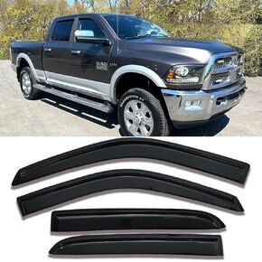 Tape on Side Window Deflectors Rain Guards Vent Sun Shades Window Visors for 2007-2013 Chevy Silverado & GMC Sierra 1500 2500HD 3500HD Crew Cab, 07-14 Yukon XL/Suburban/Avalanche, Smoke 94515