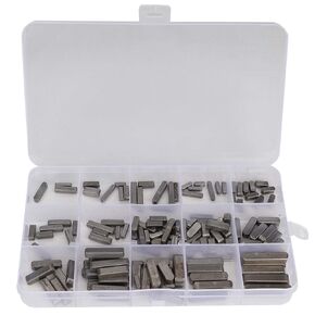 140Pcs Pulley Keyway Key, 8mm-30mm Key Stock Pulley, 16 Sizes Shaft Feather Key Keyway Stock Set for Fasteners Mechanical Industry