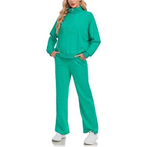 2024 Women's Half Zip Sweatsuits Two Piece Travel Outfits Loose Sweatshirts Sweatpants Matching Sets