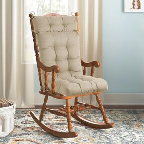 Rocking Chair Cushion - Sackcloth Fabric, High-Density Sponge, Durable Comfort Non-Slip Bottom Tufted Seat Pads with Ties, (Sackcloth l Brown, 52x19x4