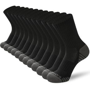 BAMBOO COOL Womens Crew Socks Athletic Running Sports, Cushioned Moisture Wicking, Breathable Arch Support For Ladies, 6 Pack