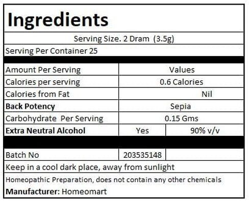 Sepia 2 Dram Globules in 200C Potency Pack of 3 in Saudi Arabia