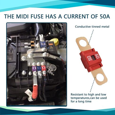 3PCS AMI/Midi Fuse, 50A High Current Fuse Bolt-on Fuse, Holders and High Current Bolt-on Midi Fuses, Universal Car Accessories MEGA/AMG/ANM Screw Fuse Replacement for Cars, Construction Vehicles (50A) in Saudi Arabia
