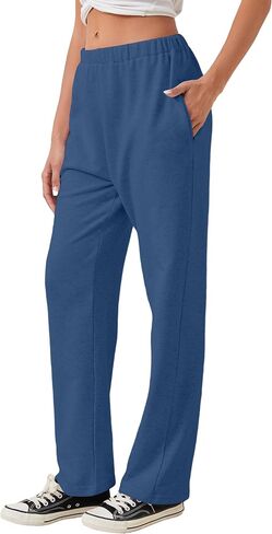 Women's Elastic High Waisted Sweatpants Casual Baggy Joggers Pants with Pockets Navy in Saudi Arabia