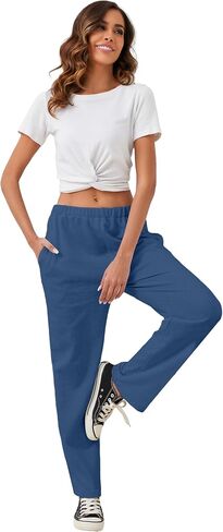 Women's Elastic High Waisted Sweatpants Casual Baggy Joggers Pants with Pockets Navy in Saudi Arabia