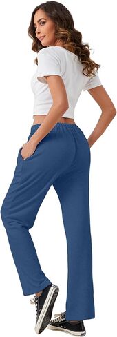 Women's Elastic High Waisted Sweatpants Casual Baggy Joggers Pants with Pockets Navy in Saudi Arabia