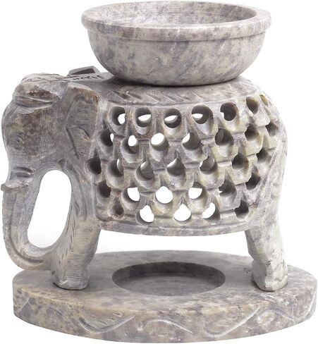 Elephant Oil Burner Wax Melter Elephant Design Essential Oil Burner Diffuser Made of Soapstone with Tea Light Holder Aromatherapy | Fragrance Oil Warmer Diffuser in Saudi Arabia